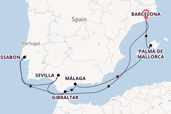 Westelijke Middellandse Zee vanaf Barcelona, Spanje met de Carnival Sunshine