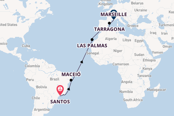 Transatlantic from Santos, Brazil with the MSC Musica