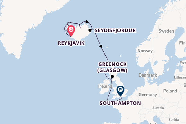 Arctic Ocean from Reykjavik, Iceland with the Regal Princess