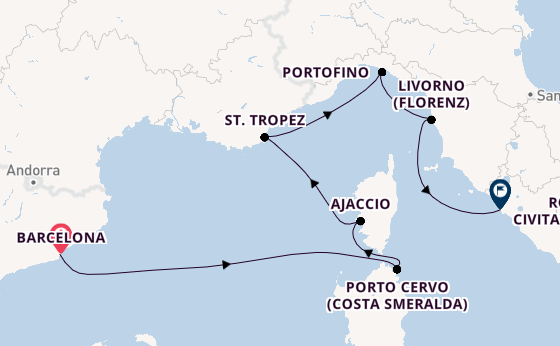 Westliches Mittelmeer ab Barcelona, Spanien auf der EXPLORA I