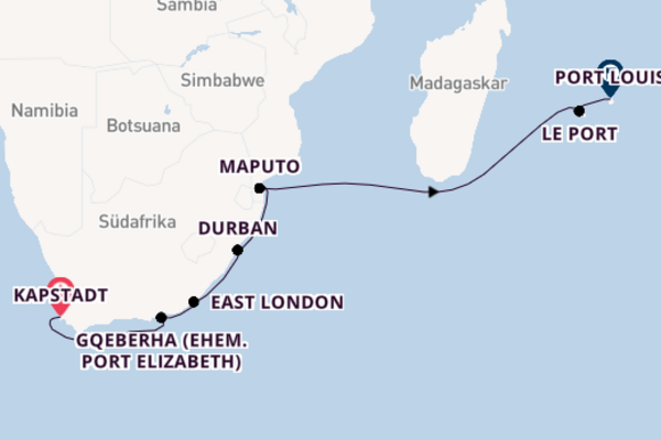 Südafrika ab Kapstadt auf AIDAstella