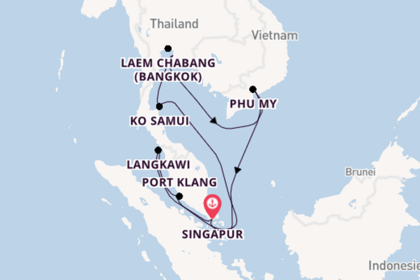 Herrliche Kreuzfahrt über Phu My nach Singapur