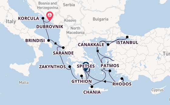 Oostelijke Middellandse Zee vanaf Dubrovnik, Kroatië met de Seabourn Quest