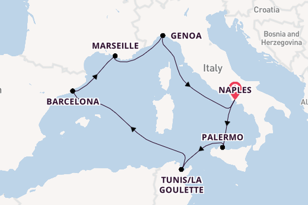Western Mediterranean from Naples, Italy with the MSC Splendida