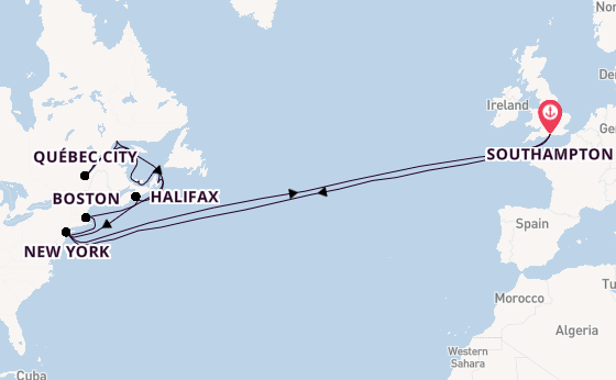 Transatlantic from Southampton, England with the Queen Mary 2