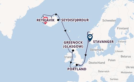 Vereinigtes Königreich ab Reykjavik, Island auf der Regal Princess