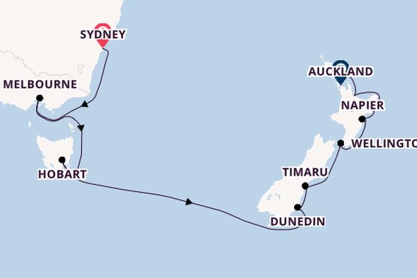 Australië en Nieuw-Zeeland vanaf Sydney, Australië met de Riviera