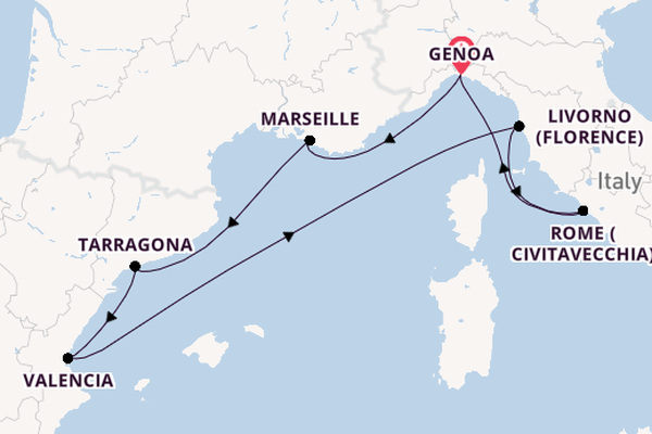 Western Mediterranean from Genoa, Italy with the MSC Splendida
