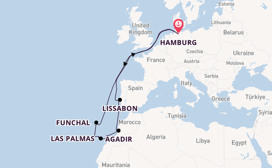 Canarische Eilanden vanaf Hamburg, Duitsland met de Mein Schiff Flow