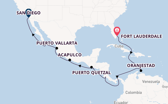 Mexicaanse Riviera vanaf Fort Lauderdale, Verenigde Staten met de Nieuw Amsterdam