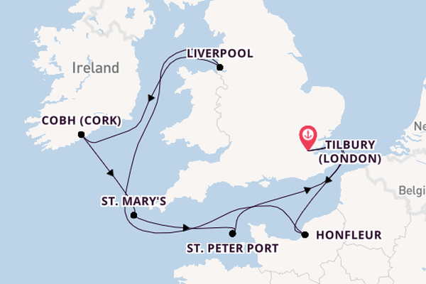 9 day trip on board the Ambience from Tilbury (London)