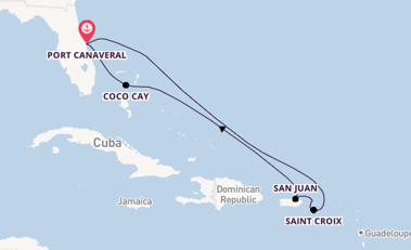 Caribbean from Port Canaveral, Florida, USA with the Adventure of the Seas