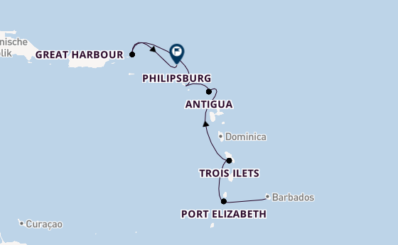 Karibik ab Bridgetown, Barbados auf der Seabourn Ovation