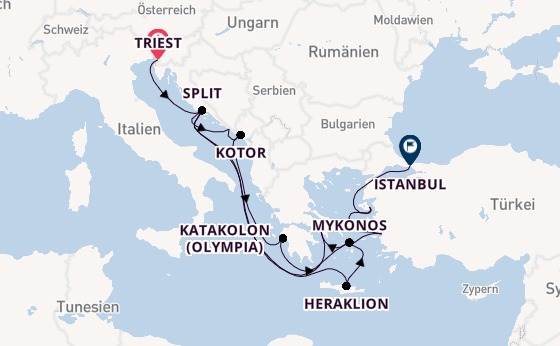 Östliches Mittelmeer ab Triest, Italien auf der Seven Seas Voyager
