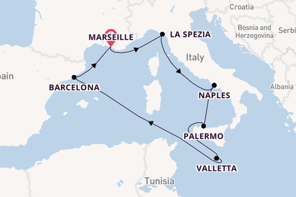 Western Mediterranean from Marseille, France with the MSC Magnifica