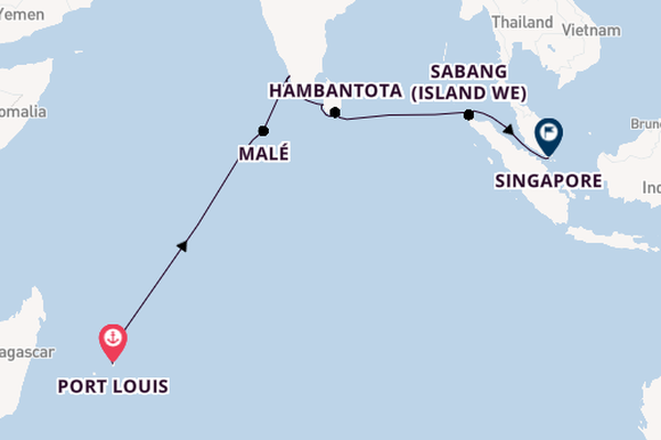 Sri Lanka from Port Louis, Mauritius with the Azamara Pursuit