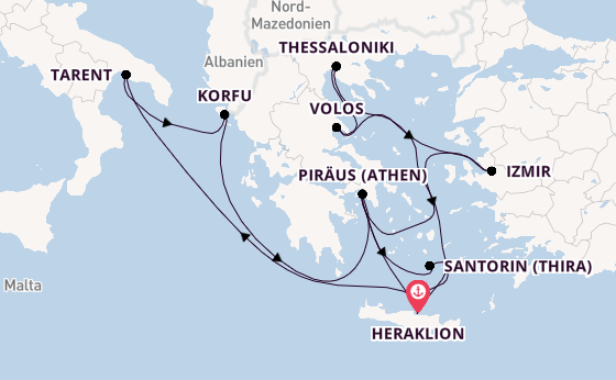 Östliches Mittelmeer ab Heraklion, Griechenland auf der Mein Schiff 5
