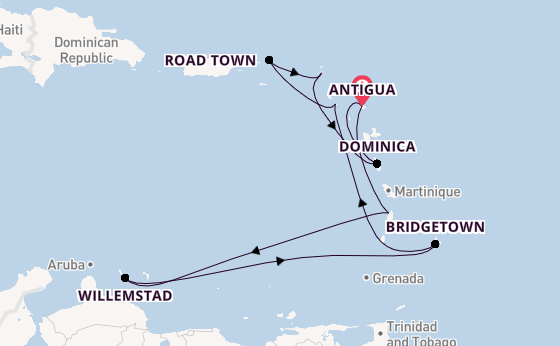 Southern Caribbean from Antigua, Antigua and Barbuda with the Arvia