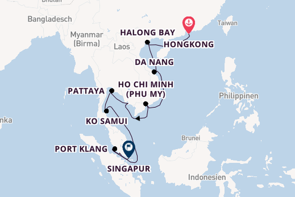 Südostasien ab Hongkong, China auf der Noordam