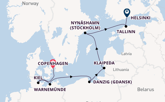 Baltic Sea from Copenhagen, Denmark with the Norwegian Sun