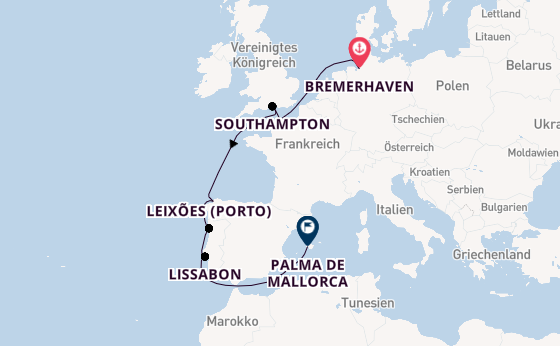 Portugal ab Bremerhaven, Deutschland auf der Mein Schiff 3