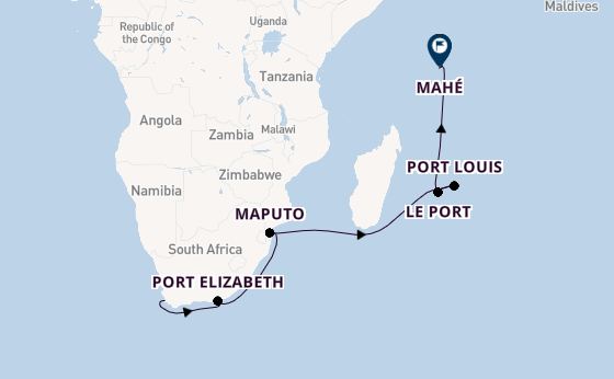 Indische Oceaan vanaf Kaapstad, Zuid-Afrika met AIDAblu