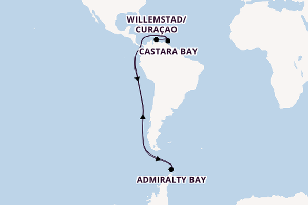 Südliche Karibik ab Oranjestad/Aruba, Ndl. Antillen auf der Star Clipper