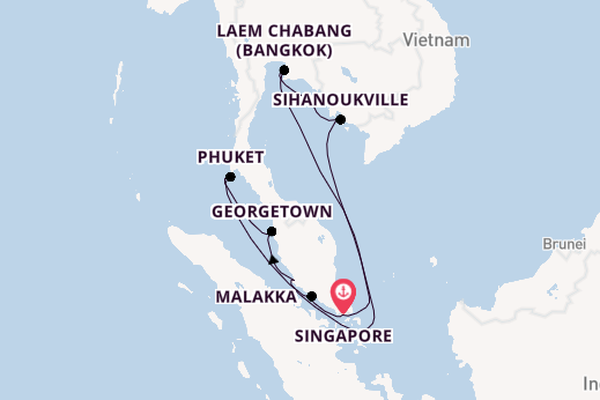 Zuidoost-Azië vanaf Singapore, Singapore met de Seabourn Encore