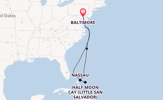 Caribbean from Baltimore, Maryland, USA with the Carnival Miracle