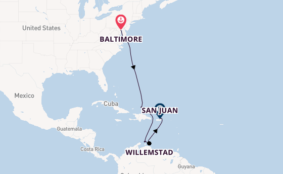 Caribbean vanaf Baltimore, Verenigde Staten met de Vision of the Seas