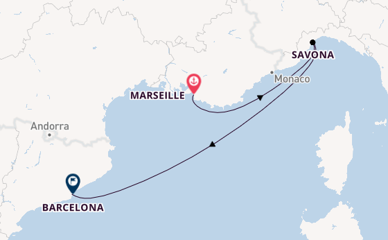 Western Mediterranean from Marseille, France with the Costa Diadema