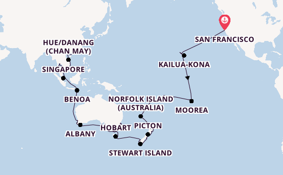 Transpacifisch vanaf San Francisco, Verenigde Staten met de Azamara Quest