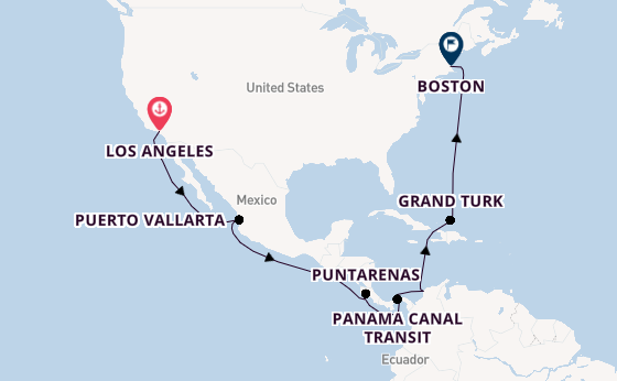 Central America from Los Angeles, California with the Celebrity Summit