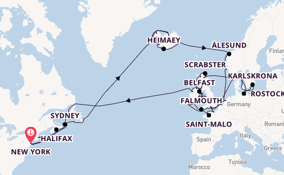 trans-Atlantisch vanaf New York, Verenigde Staten met de Vista