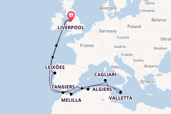 Mediterranean from Liverpool, England with the Bolette