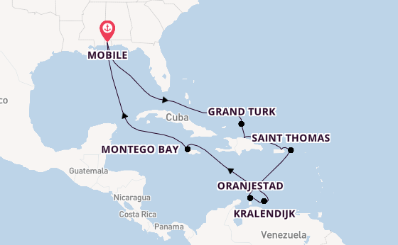 Caribbean from Mobile, Alabama, USA with the Carnival Spirit