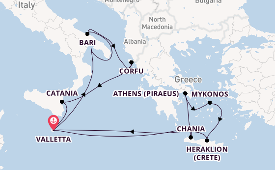 Mediterranean Sea from Valletta, Malta with the Azura