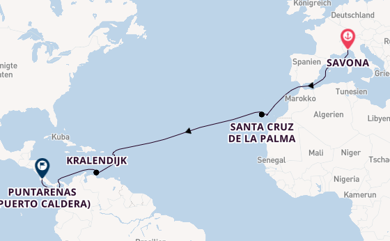 Transatlantik ab Savona, Italien auf der Artania