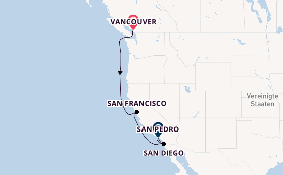 USA Westküste ab Vancouver, Kanada auf der Discovery Princess