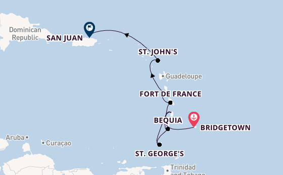 Southern Caribbean from Bridgetown, Barbados with the Silver Ray