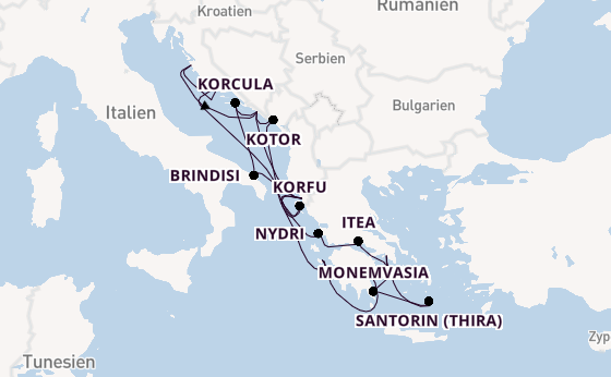 Östliches Mittelmeer ab Dubrovnik, Kroatien auf der Seabourn Quest