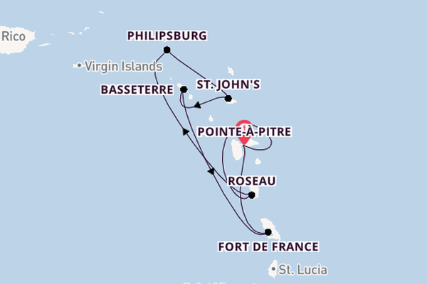 Südliche Karibik ab Pointe-à-Pitre, Guadeloupe auf der MSC Meraviglia