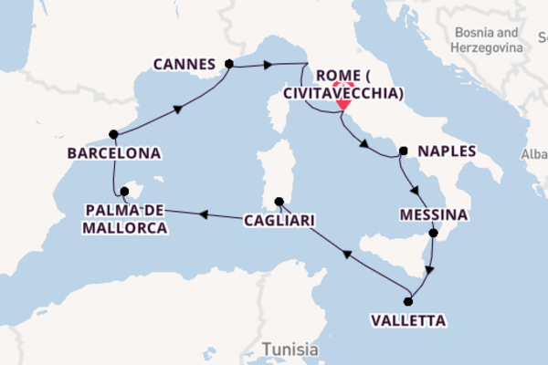 Western Mediterranean from Rome with the Norwegian Escape