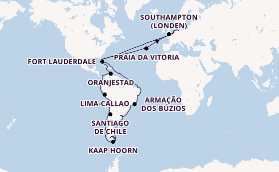 trans-Atlantisch vanaf Hamburg, Duitsland met de Queen Anne
