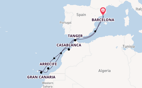 Westelijke Middellandse Zee vanaf Barcelona, Spanje met de Celebrity Infinity