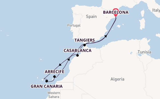 Western Mediterranean from Barcelona, Spain with the Celebrity Infinity