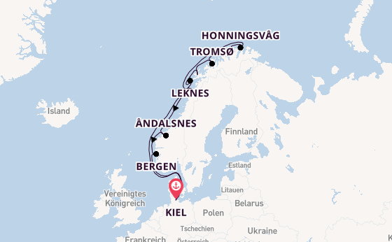 Norwegen ab Kiel, Deutschland auf AIDAluna