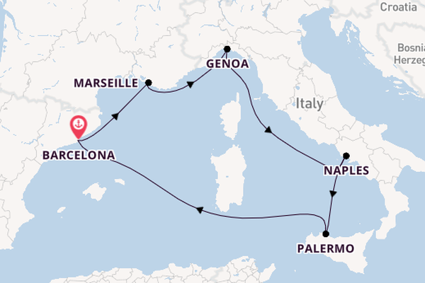Western Mediterranean from Barcelona, Spain with the MSC Seashore