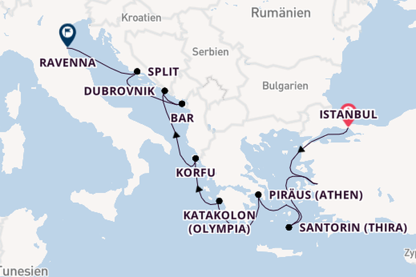Östliches Mittelmeer ab Istanbul, Türkei auf der Norwegian Viva