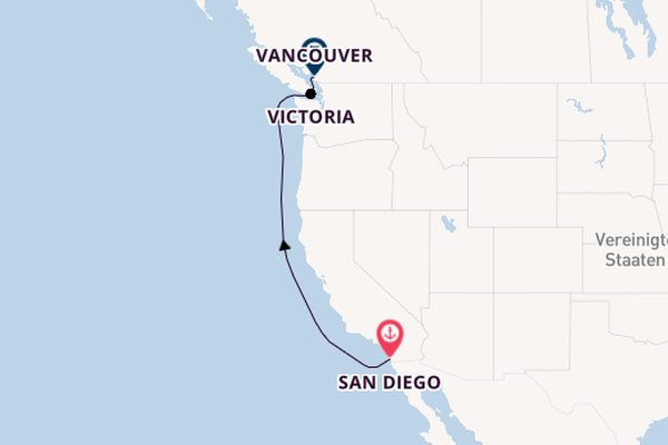 USA Westküste ab San Diego, USA auf der Zaandam